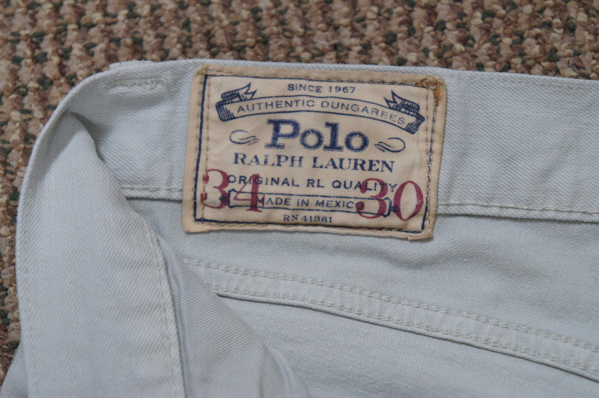 Vintage Polo Ralph Lauren Sullivan Slim Dungarees Light Gray Denim Jeans 34  x 30